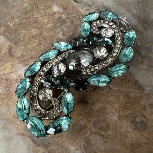 Weissco‎ NY Swirling Beauty - Vintage 1940s Aqua Blue and gold tone Broach